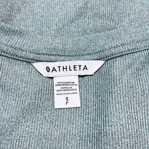 Athleta Uptempo Ribbed Long Sleeve Henley Top Green Size Small - Picture 3 of 7